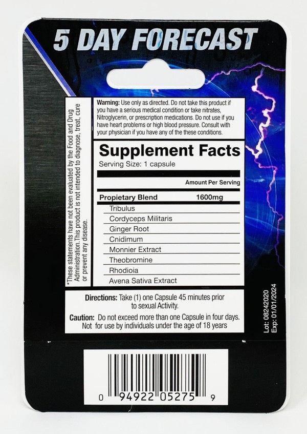 5 Day Forecast Pill — Natural Male Enhancement for Performance and Stamina